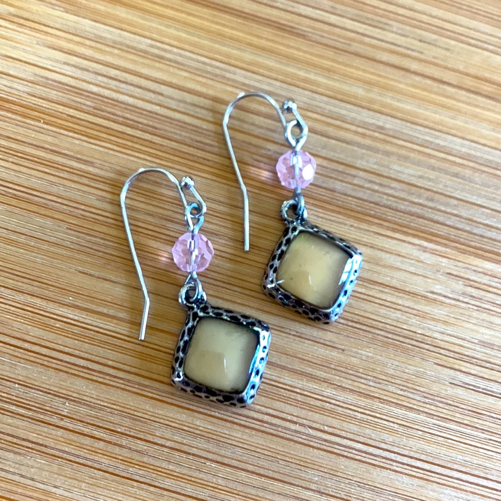 Lia Sophia Dangling Earrings Pink and Yellow Like New!